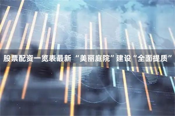 股票配资一览表最新 “美丽庭院”建设“全面提质”