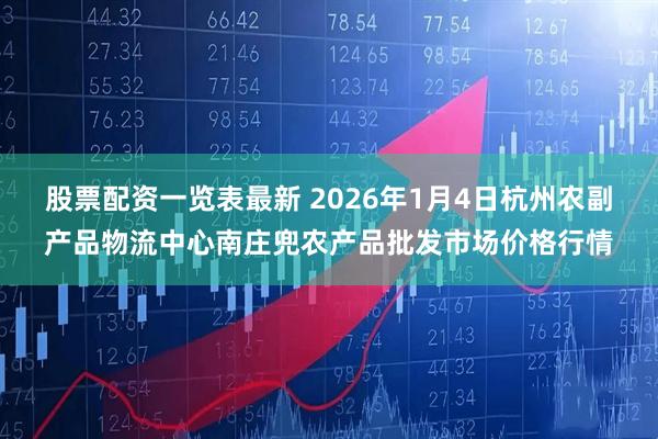 股票配资一览表最新 2026年1月4日杭州农副产品物流中心南庄兜农产品批发市场价格行情